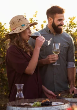 drinking wine at winery tour