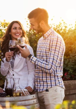 enjoying wine at winery tour