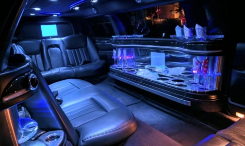 linocoln stretch limousine interior blue light